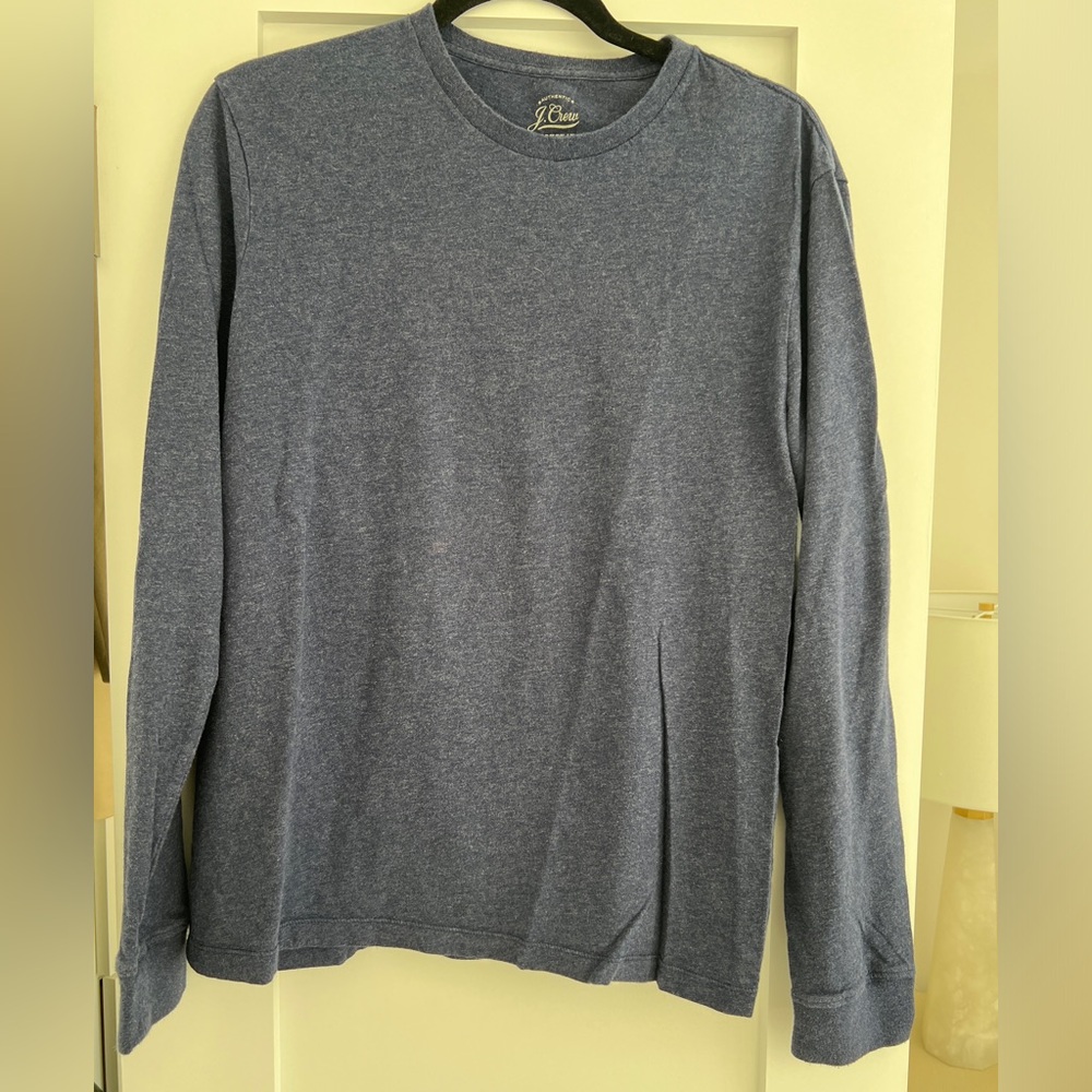 J. Crew Gray "Worn In" Long Sleeve Crewneck Cotton Shirt [Large Slim]